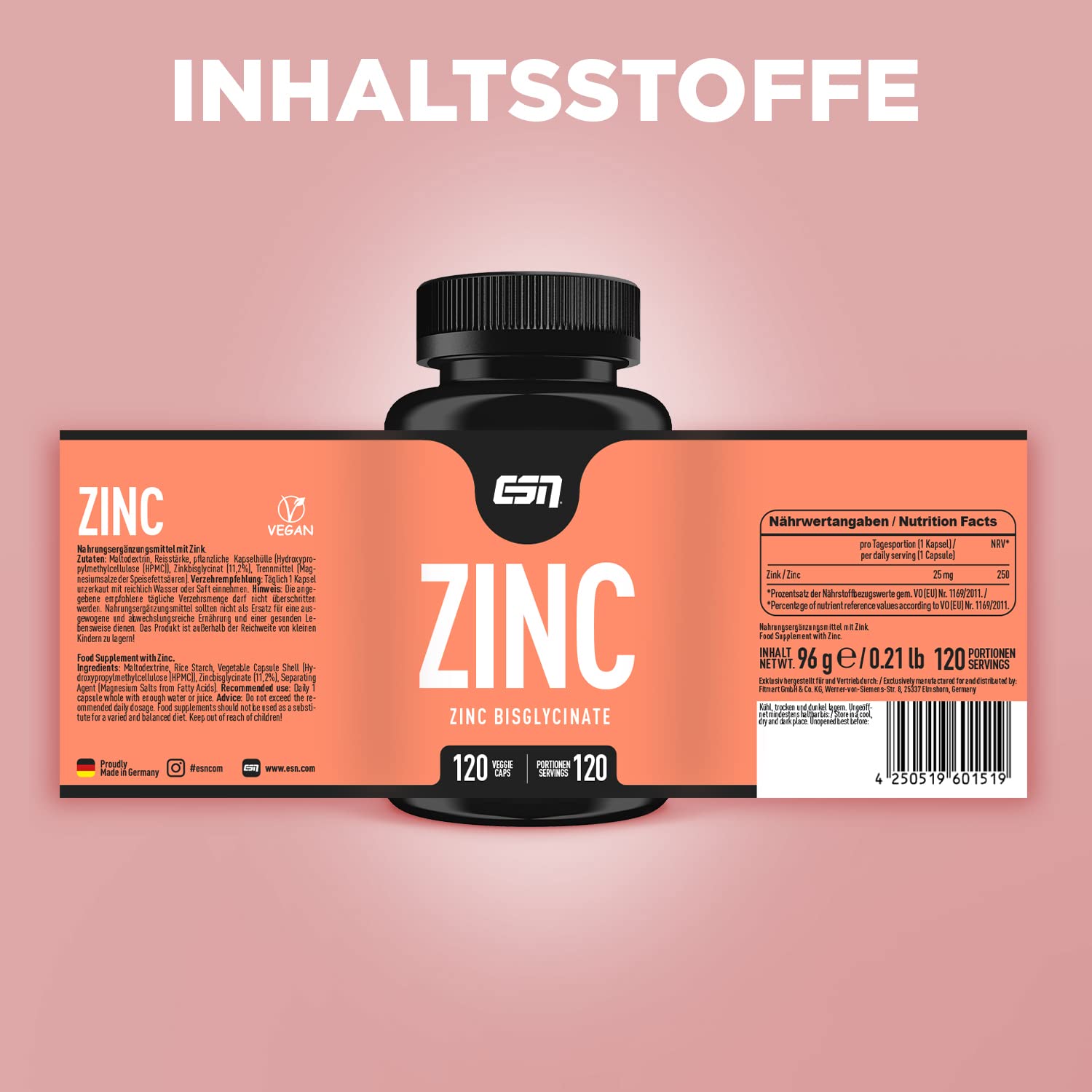 ESN 4er Pack Vitamine & Vitalstoffe – Zink, Omega 3, Vitamin D & Vitamin Stack, Kapsel