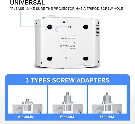 XINLEI Ceiling Mount for Mini Projector, Adjustable Wall Stand With 2 Free Adapters, White PR14MINIW