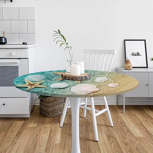Vista 31 de Pardick Mantel redondo ajustable con flores, mantel redondo de cebada y amapola con borde elástico, impermeable, lavable, se adapta a mesas de hasta