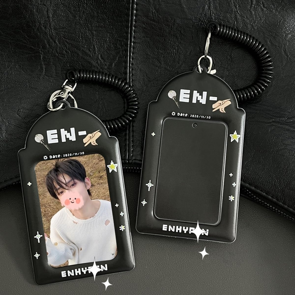 Kpop EN Photocard Holder Black Minimalist Card Sleeve Simple Card Cover Suitable for Storing 3~3.5 in Celebrity Album Cards (En)