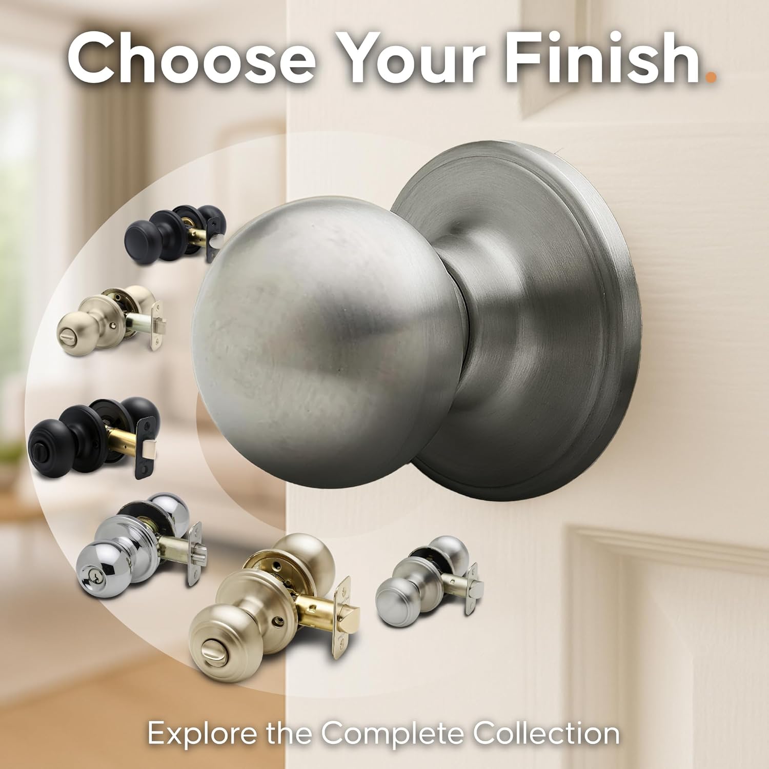 Copper Creek BK2090SS Ball Door Knob, Dummy Function, 2 Pack, in Satin Stainless