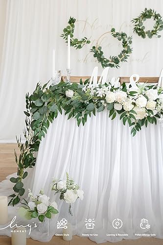 Miniatura 3 de Ling's Moment Guirnalda artificial de eucalipto y sauce, hojas artificiales de vid de 5.9 pies para telón de fondo de boda, arco, guirnalda de