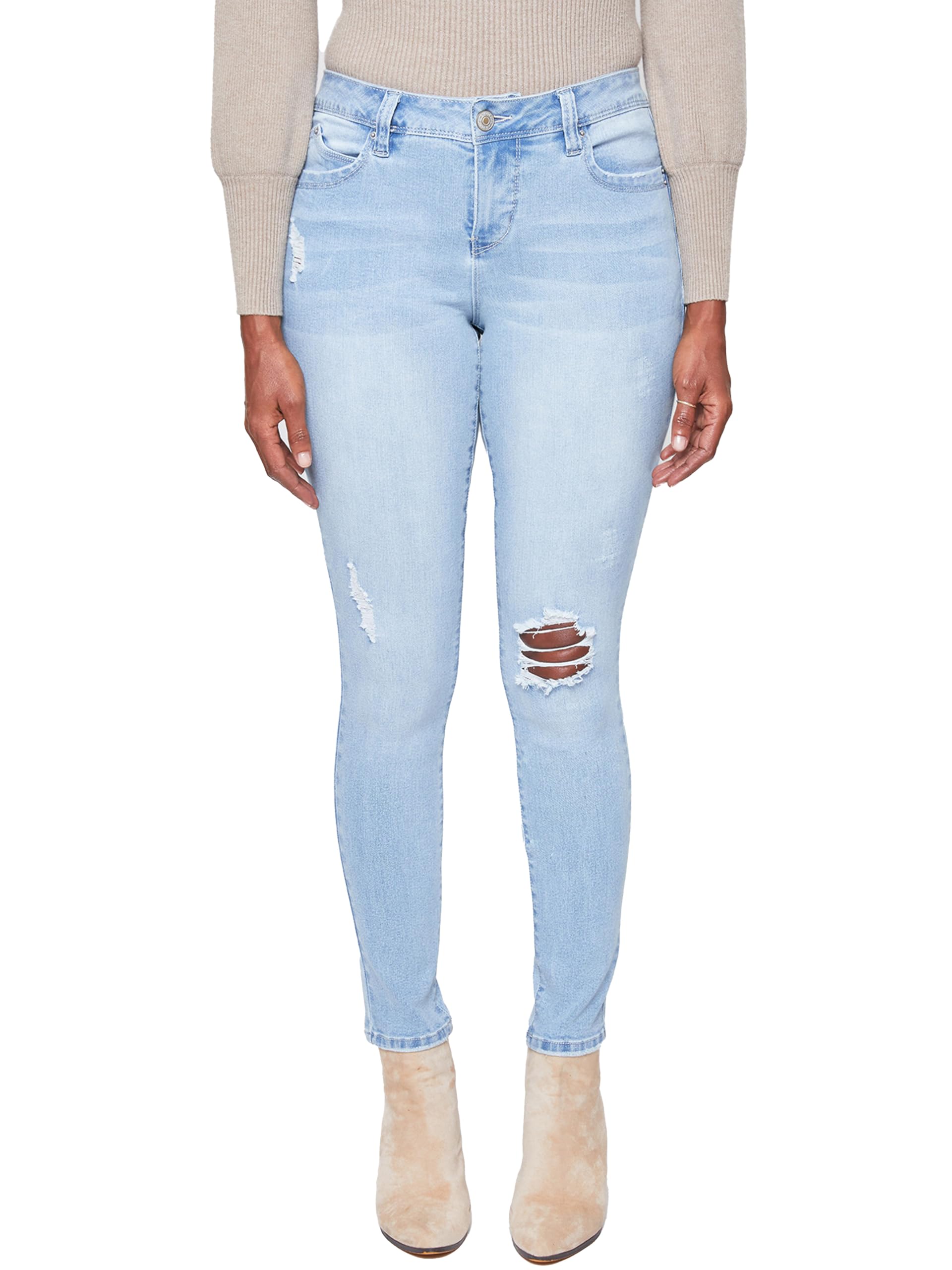 Royalty For Me Womens Women's Wannabettabutt Mid-Rise Regular Hem Skinny Sustainable JeanPants