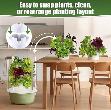 Hydroponics Growing System Vertical Tower, Automated Aeroponics Indoor Tower Garden with LED Grow Lights, Pump, Timer and Movable Water Tank, for Vegetables Fruits Herbs (9 Layer)