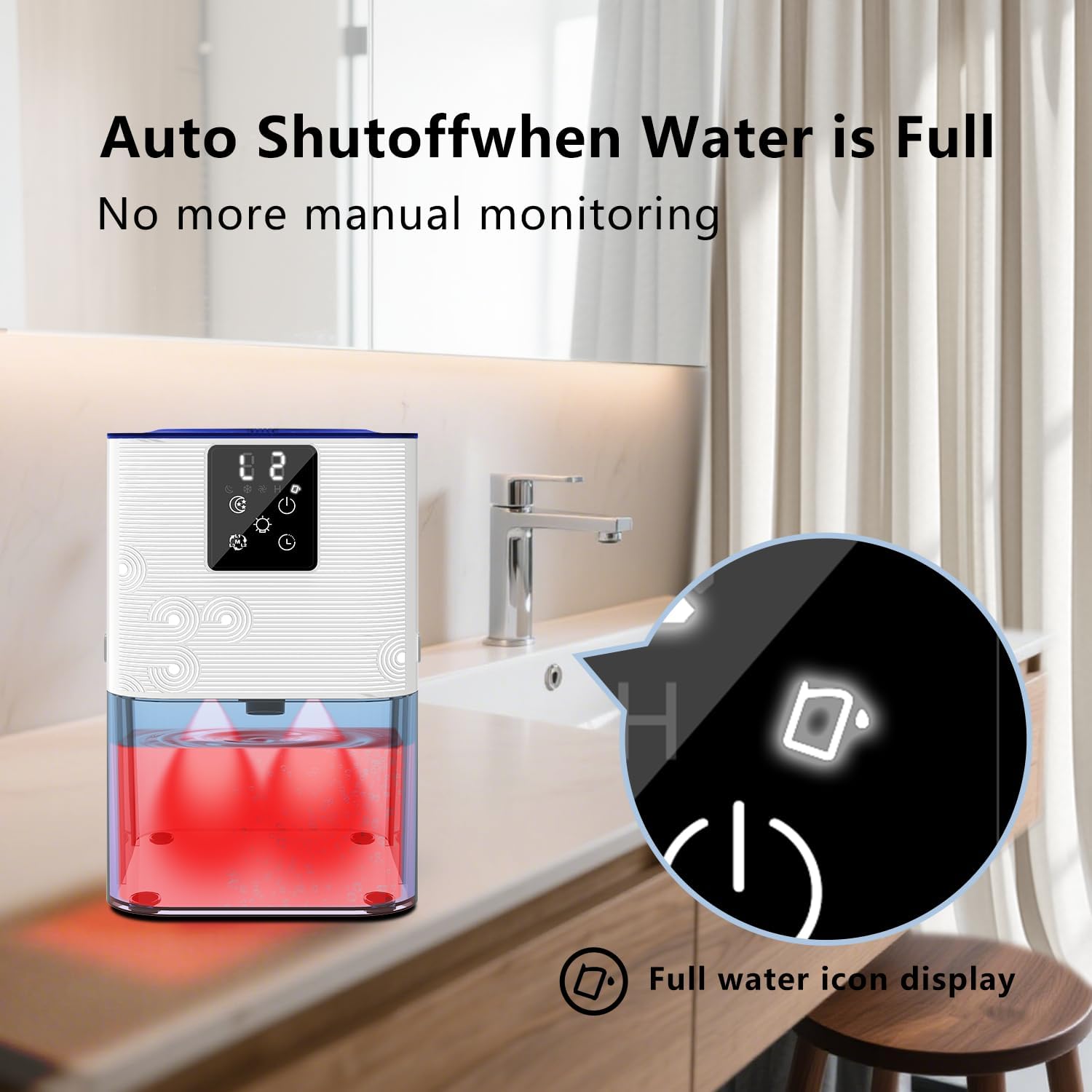 Dehumidifier,MTOX 3L/105 oz (1000 Sq Ft) Small Dehumidifiers for Rooms, Bathroom, RV, Quiet with Auto Shut-Off, Timer, 3 Modes, Removable Filter & Aromatherapy Box, 7-Color LED (Blue & White)