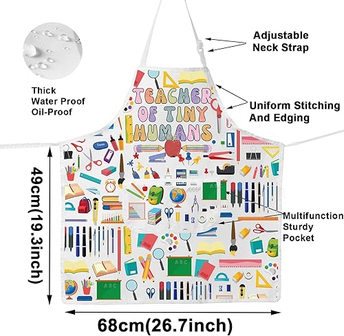 Miniatura 8 de WZMPA Delantales ajustables para profesores de jardín de infantes, regalo de agradecimiento para maestros de humanos pequeños, delantal para
