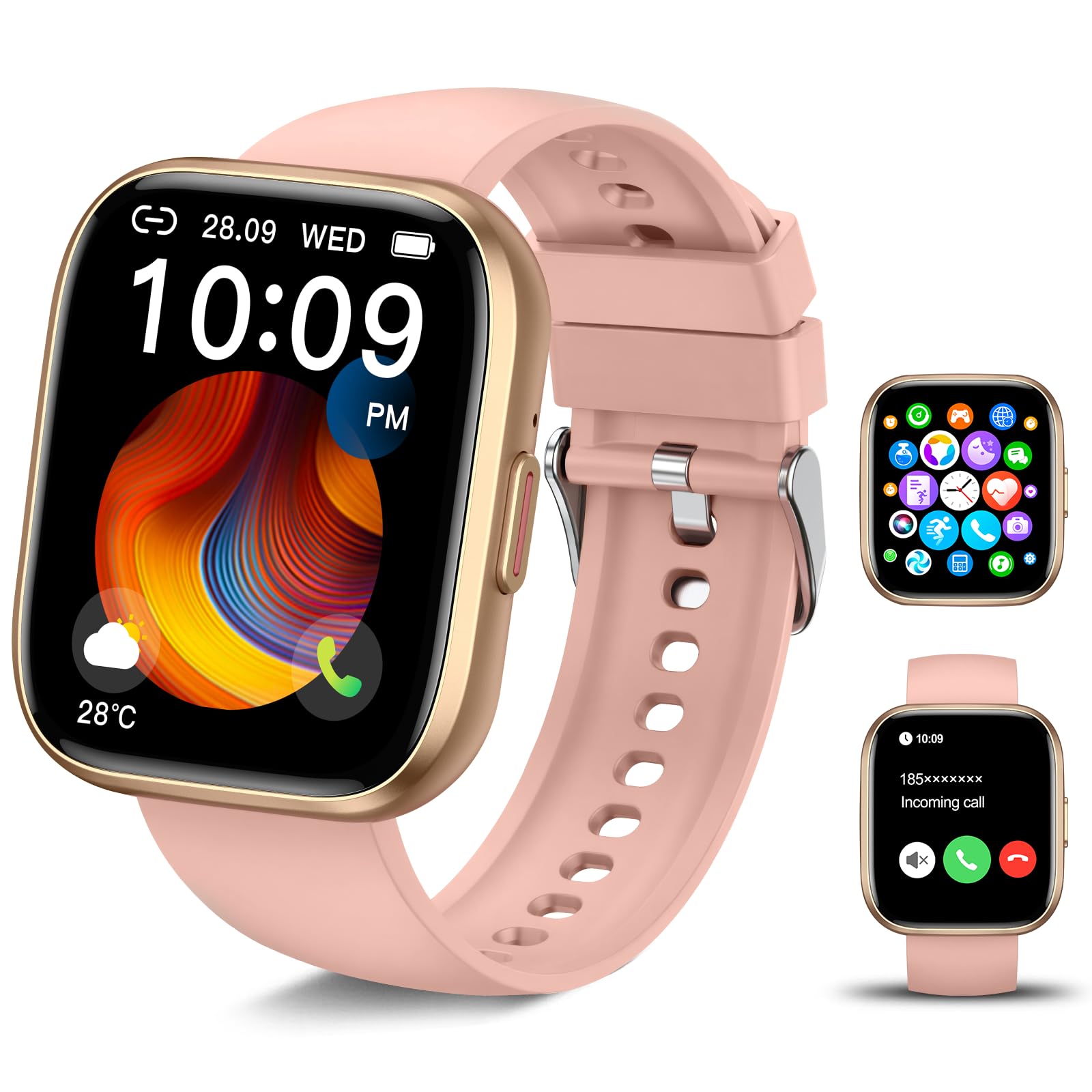 Reloj Inteligente Mujer, Smart Watch con Llamada Bluetooth/Pulsómetro/SpO2/Monitor de Sueño, 1.85" HD Pantalla Táctil, 100+ Modos Deportes, IP68, Originales Cumpleaños para Mujer