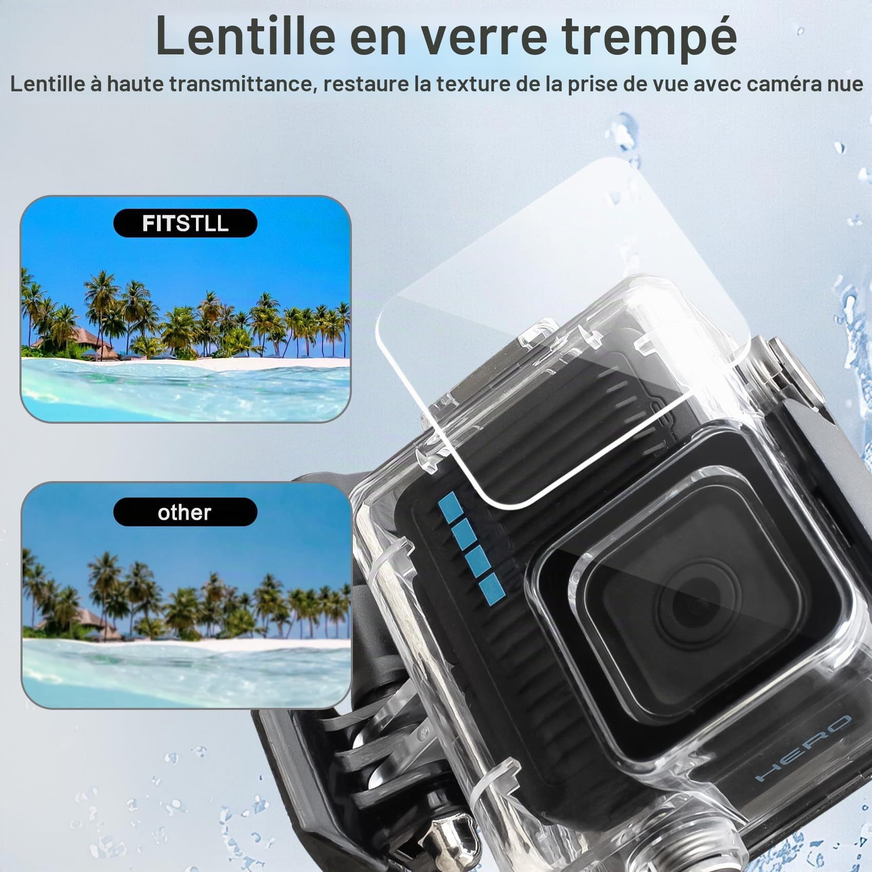 FitStill Boîtier de plongée étanche 60 m Compatible GoPro Hero 4K Coque Protection Support
