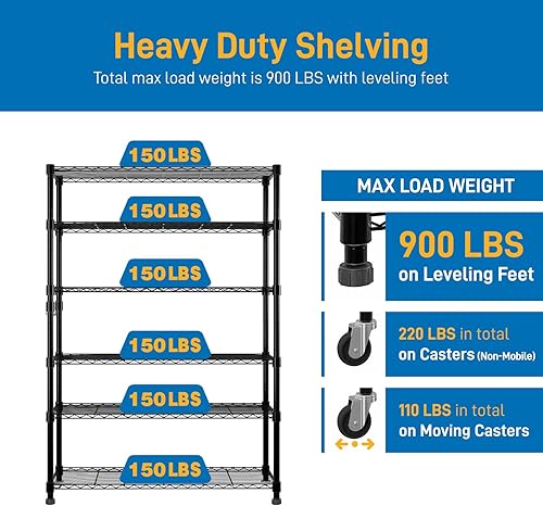 Miniatura 59 de Estante de almacenamiento ajustable de 4 niveles, estante de almacenamiento de metal, estantería de alambre, estantes de almacenamiento de metal