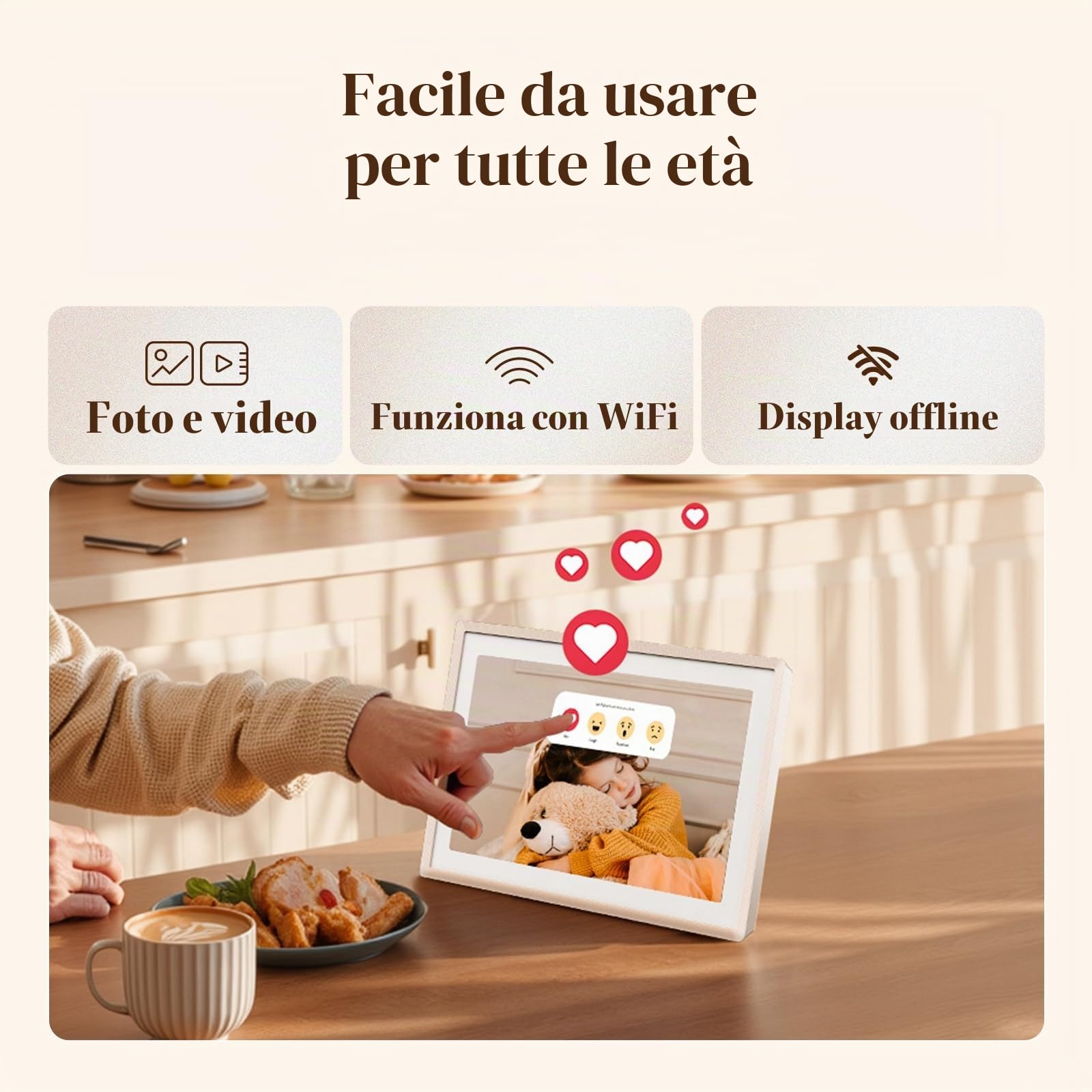 pexar by Lexar Cornice Digitale 2K, Touch Screen IPS Antiriflesso da 11 Pollici, Cornice Digitale Wi-Fi da 32 GB per Casa, Regali, Condivisione di Foto/Video Tramite l'APP Frameo