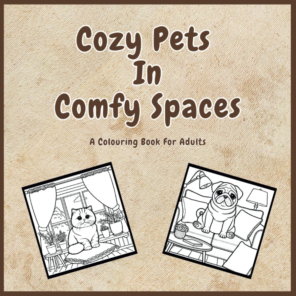 Cozy Pets in Comfy Spaces: A Colouring Book For Adults