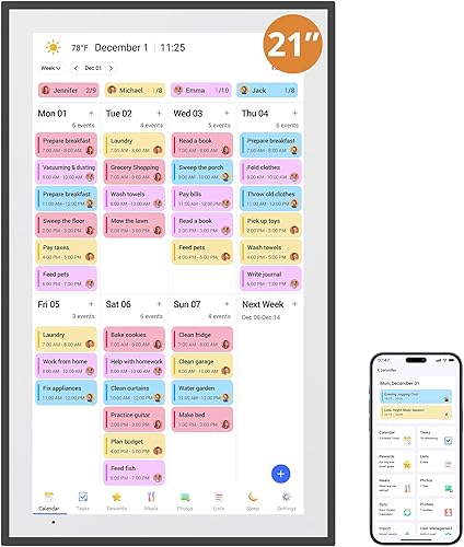 Miniatura 12 de Dragon Touch Calendario digital de 21.5 pulgadas, pantalla táctil, calendario electrónico de pared, tabla de tareas para planificador familiar