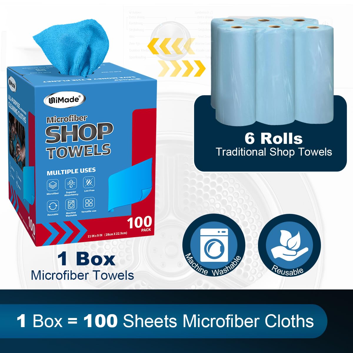 Shop Towels 100 Sheets Microfiber Cleaning Cloth Commercial Grade Washcloths Lint-Free Bulk Shops Rags for Cars Mechanic Restaurant — view 2