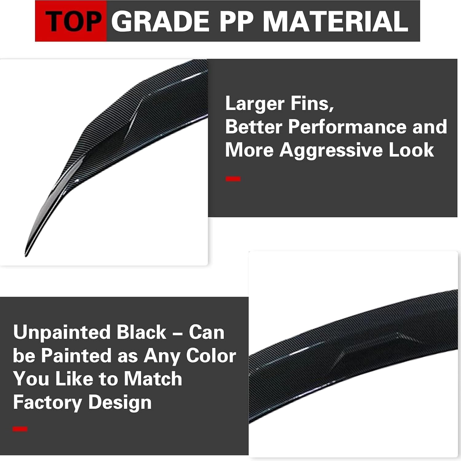 Rear Trunk Spoiler Wing Compatible with 2016-2021 Civic 10th Gen 4Door Sedan - JDM Duckbill Highkick Styling Exterior Tail Fin Lip, ABS Material Civic Accessories Rear Spoiler
