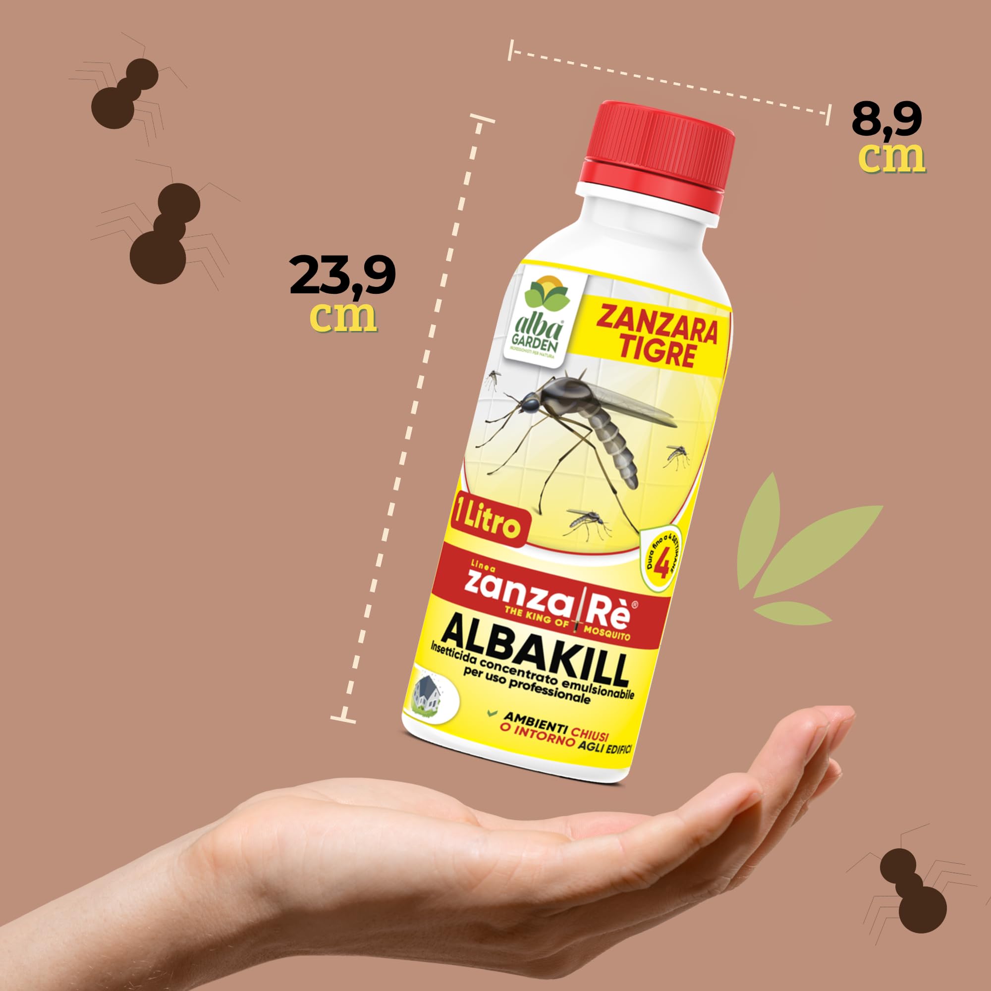 Albagarden Insetticida Antizanzare Giardino Cipermetrina Concentrato 1 Litro Protezione 4 Settimane