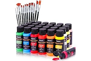 Premium Acrylic Paint Set: Unleash Your Inner Artist with Vibrant 24-Color Bottles and Professional-Grade Brushes!