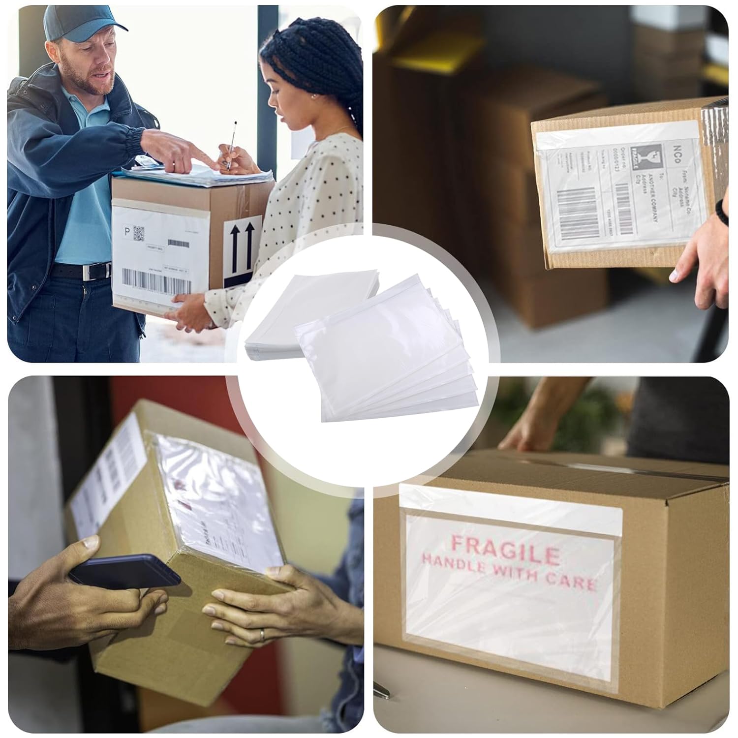 Fundas transparentes para envío, Fundas autoadhesivas para papel de acompañamiento, Fundas para documentos transparentes autoadhesivas, Ideales para envolver medios impresos o textiles, 25 unidades