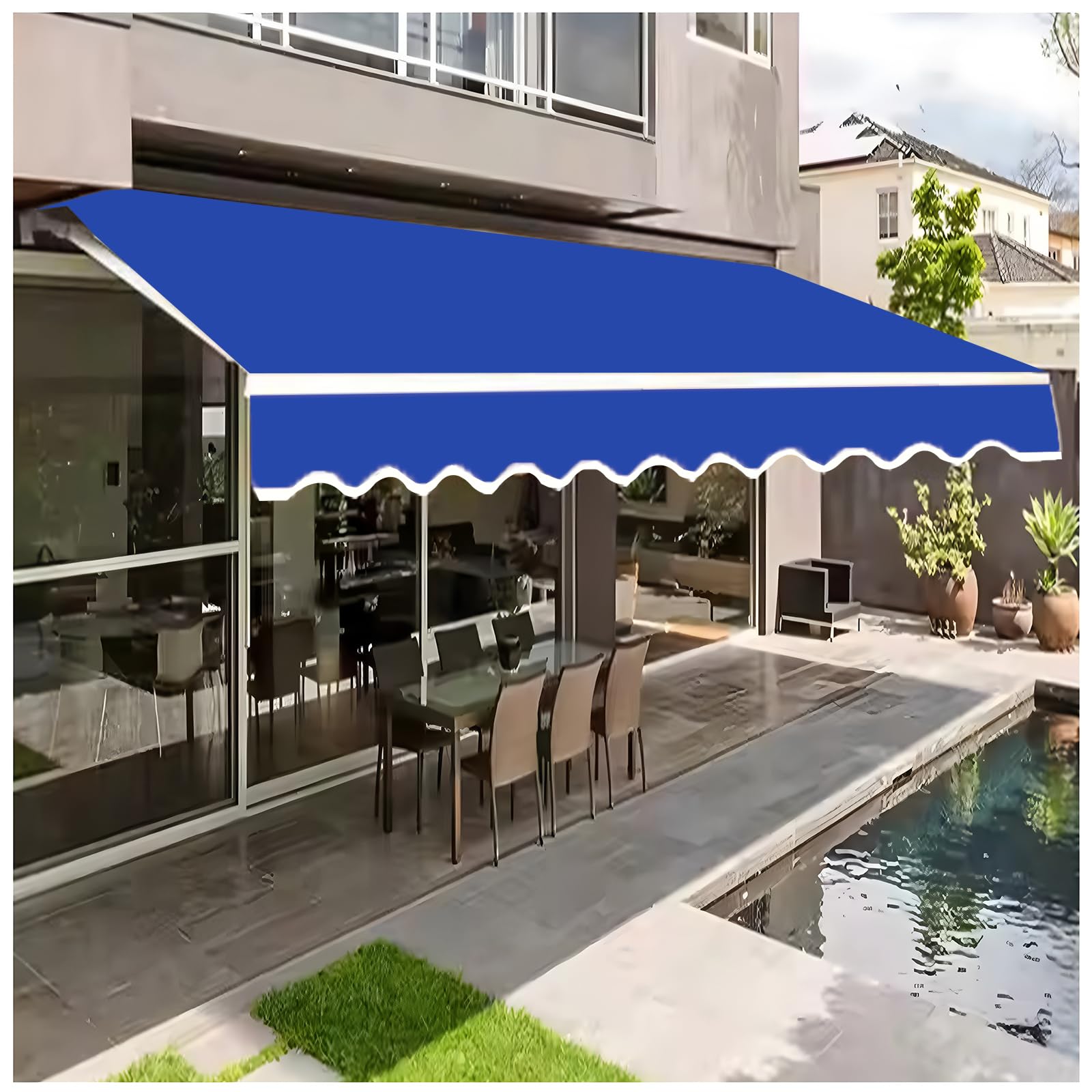 Toldo retráctil de lona impermeable para patio y jardín en poliéster gris