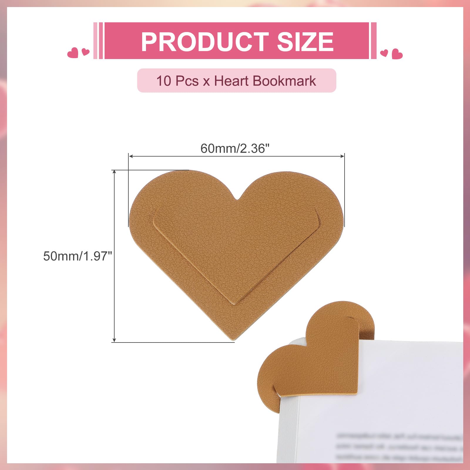 PATIKIL Leather Heart Bookmarks - Image 2