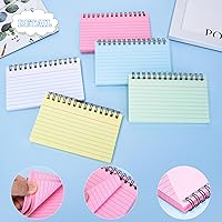 Vista 3 de FRIUSATE Tarjetas de índice con anillo, tarjetas en espiral de 3 x 5 pulgadas, tarjetas de índice a rayas de colores, tarjetas de índice con anillo