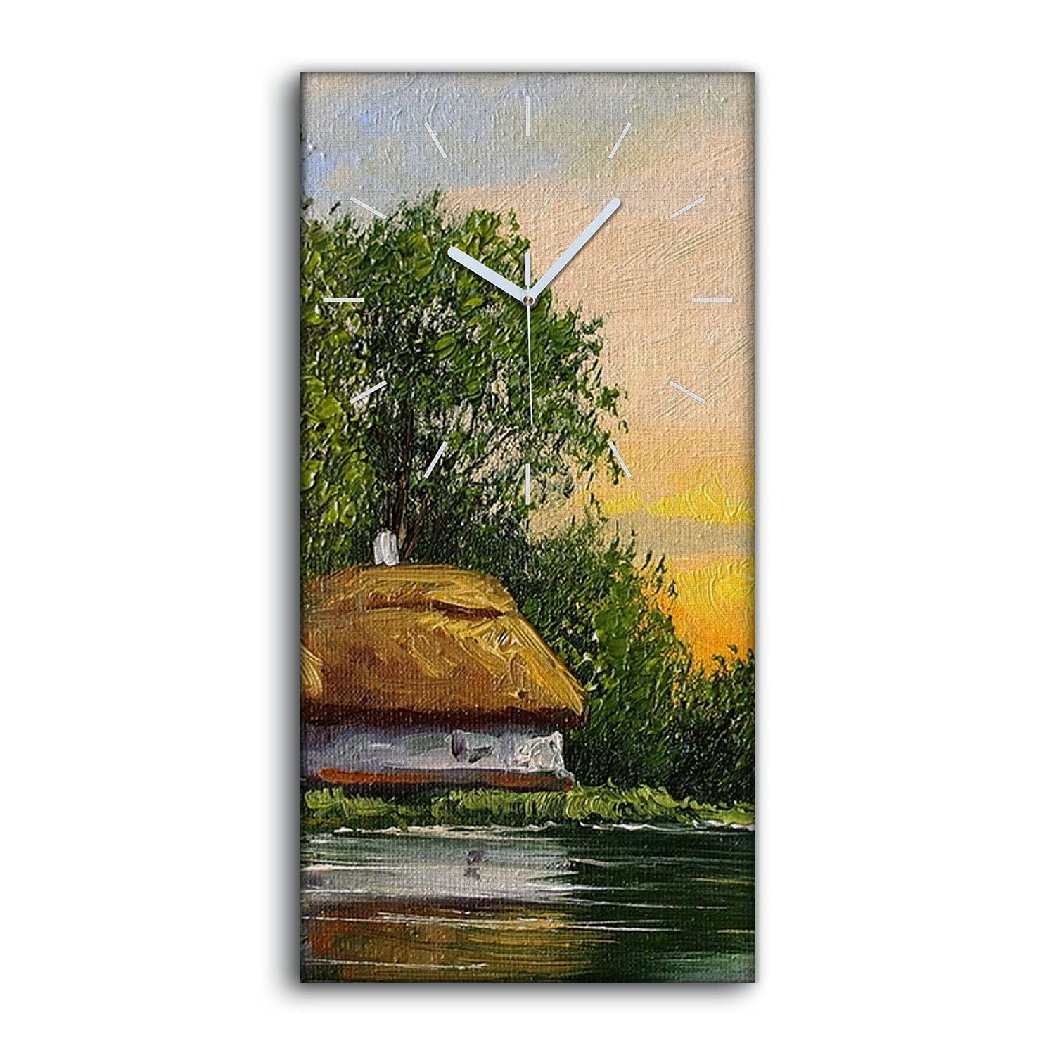 Horloge sur Toile Image Art Mural de Qualité Huil Hut 30x60cm