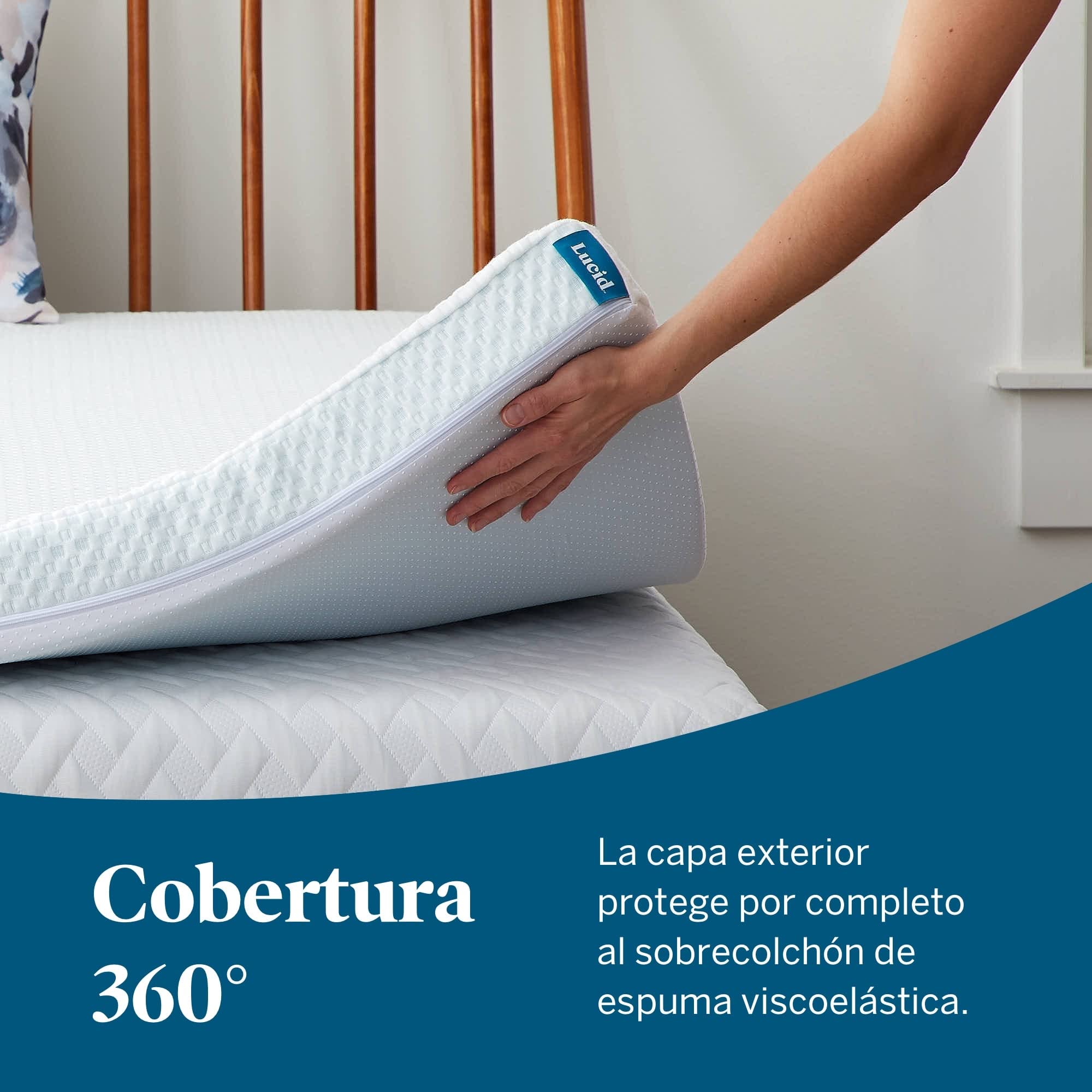 LUCID Funda para sobrecolchón – material suave, transpirable – antideslizante – lavable a máquina (cubrecolchón no incluido) – 150 x 200 cm, 10 cm