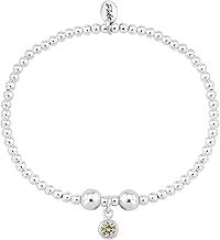 Trink Brand Sterling Silver Beaded Birthstone Birthday Month Bracelet - January, February, March, April, May, June, July, August, September, October, November, December