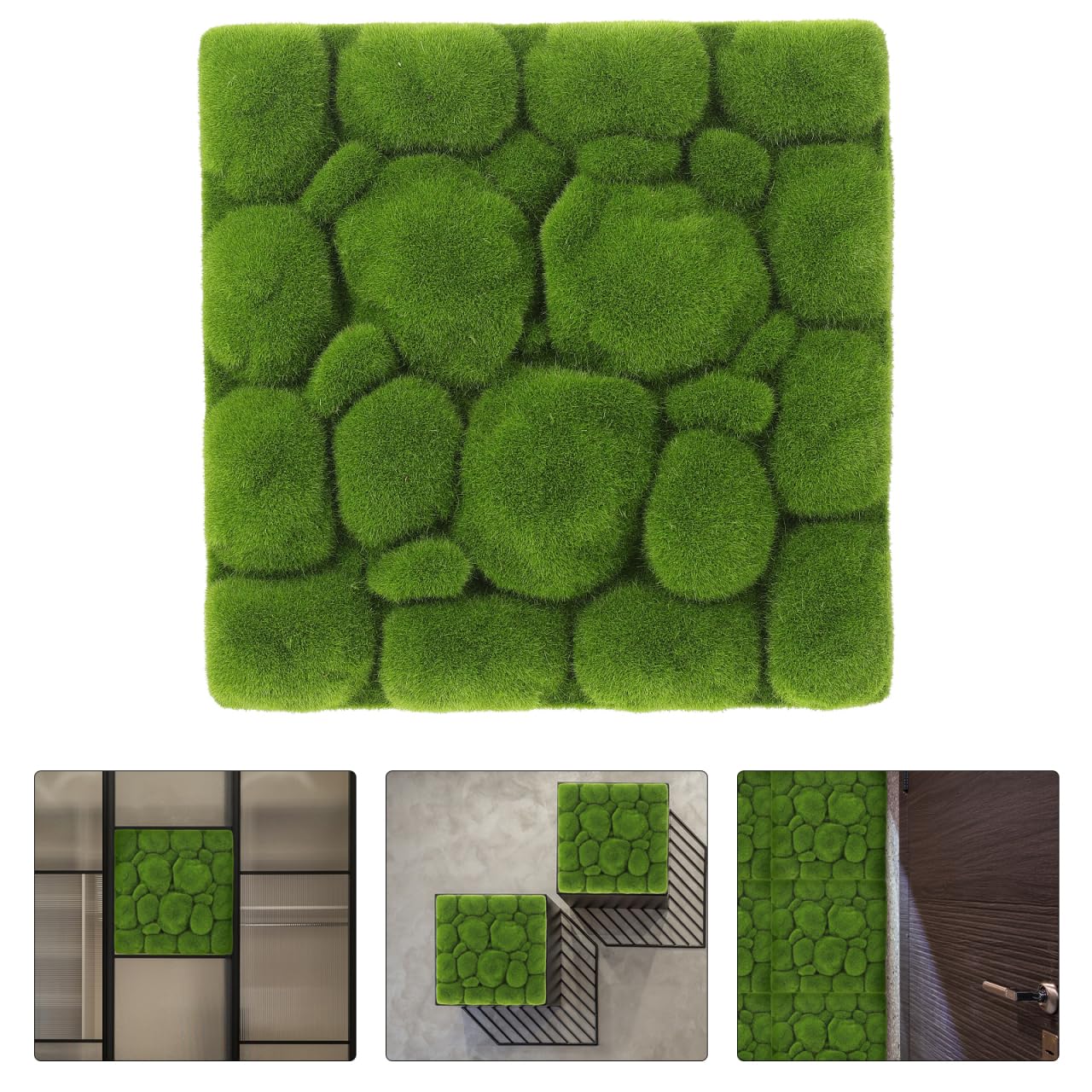 Artibetter 3 Pezzi Pannello Muschio Artificiale 30x30cm, Simulazione Muschio Verde Per Decorazione Parete, Sfondo Muro, Giardino E Casa