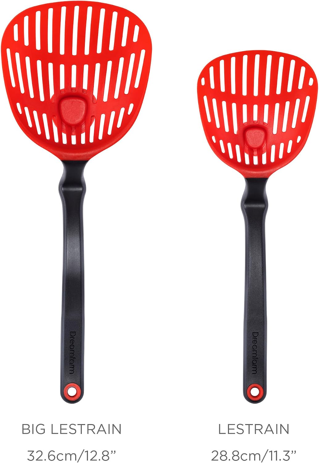 Dreamfarm Lestrain 2-in-1 Drip-Catching Sit-Up Slotted Cooking Spoon Scoop & Strainer - 11" Red