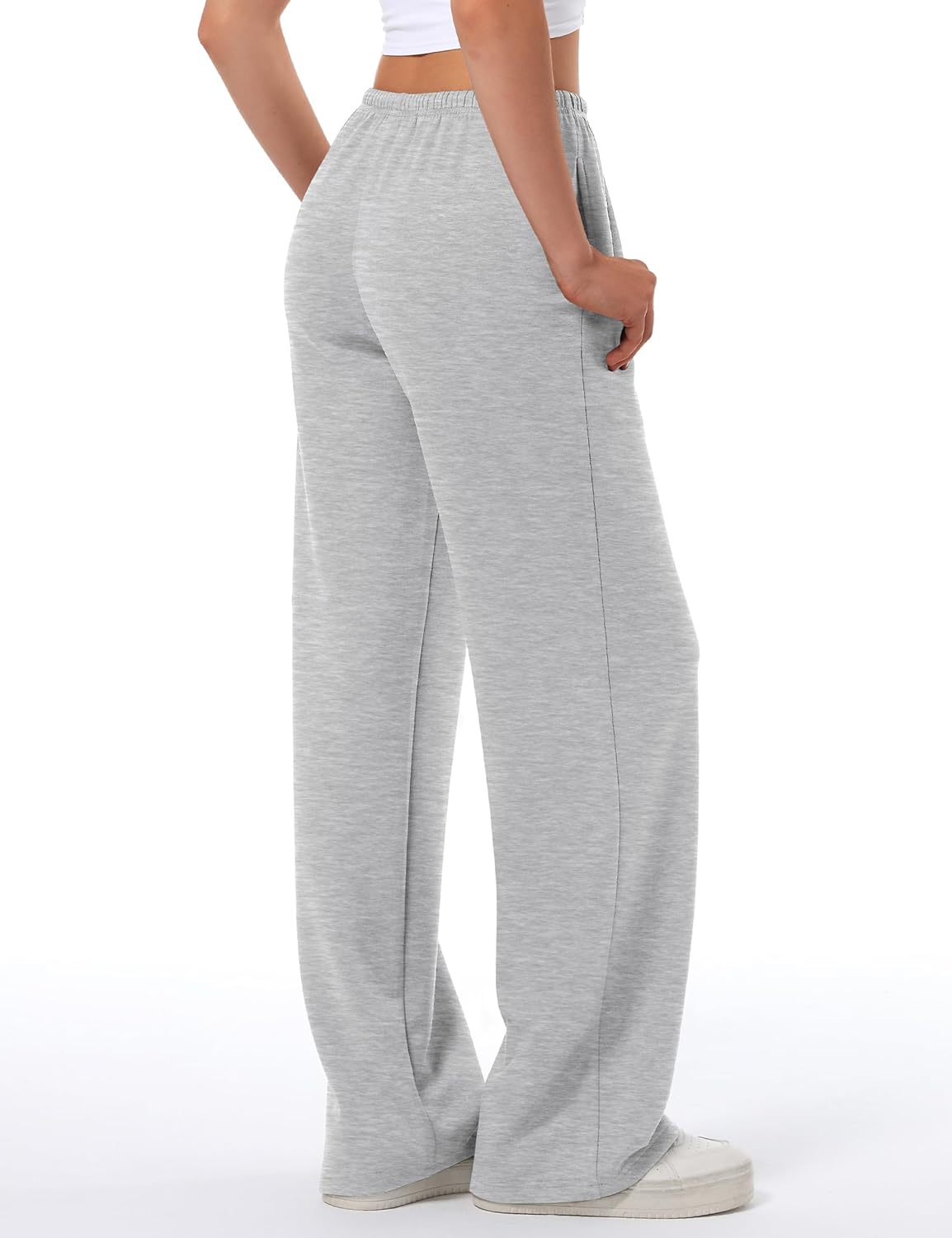 HeSaYep Women's Wide Leg Sweatpants Straight Leg Lowrise Sweat Pants Drawstring Elastic Low Waist Pants with Pockets - Image 4