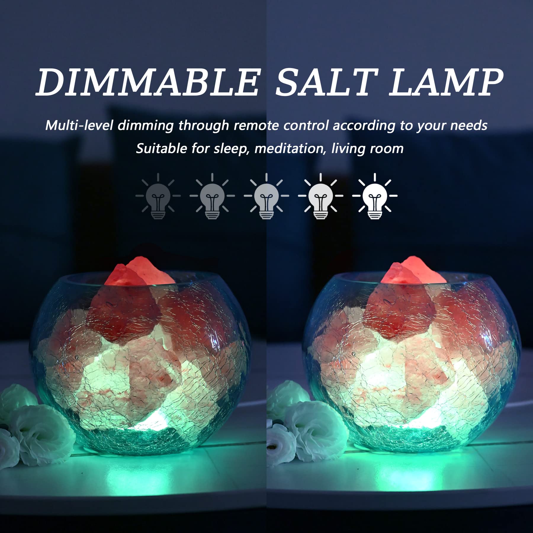 Lampe USB en sel de l'Himalaya avec télécommande, 16 couleurs d'éclairage et 4 modes de changement de couleur, utilisée comme cadeau de vacances, décoration d'intérieur, yoga, bureau