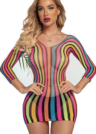 Women Sexy Fishnet Lingerie See Through Sleepwear Babydoll Chemise Mini Dress