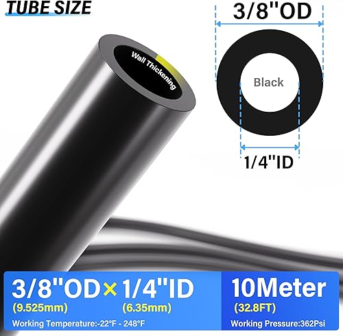 Miniatura 3 de TAILONZ PNEUMATIC Negro DOT 38 pulgadas de 32.8 ft 32.8ft Nylon Air Tubing Kit Tubería Manguera de tubería de línea de aire Tubería o transferencia