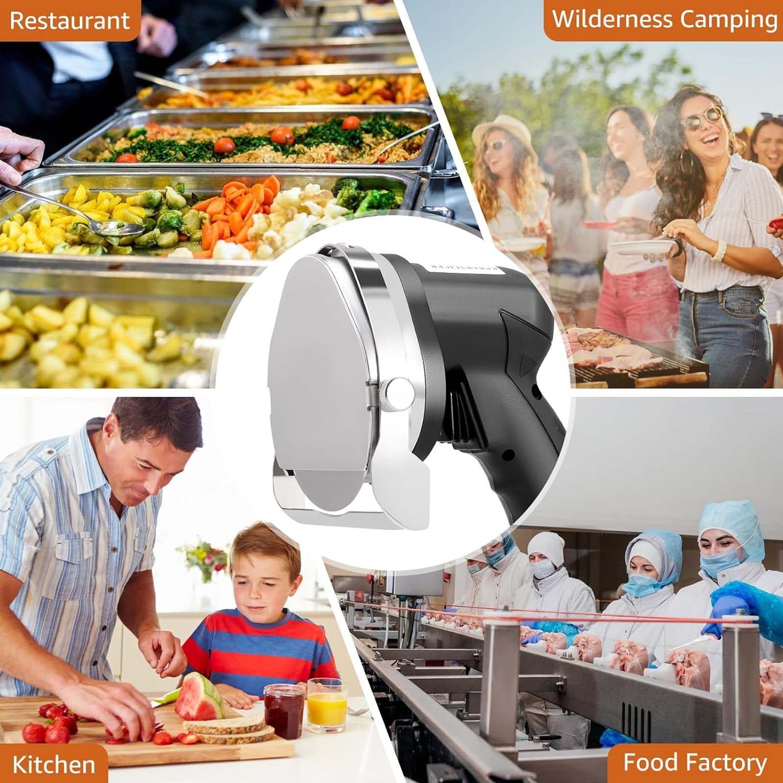 vnmudzeo Chargeable Shawarma Kebab Slicer,for Restaurant Barbecue,Stainless Steel Handheld Meat Cutter,0 to 8 mm Adjustment Thickness