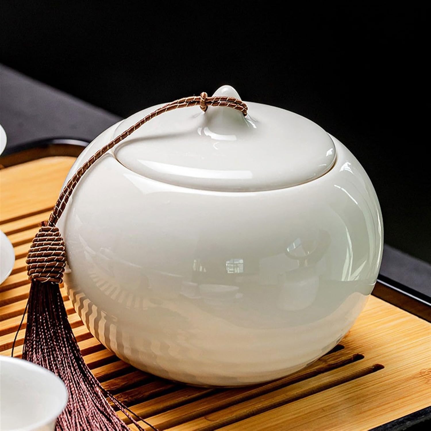 Tea Tin High-grade Chinese White Porcelain Tea Canister Sealed Empty Household Warehouse Storage Jar Container