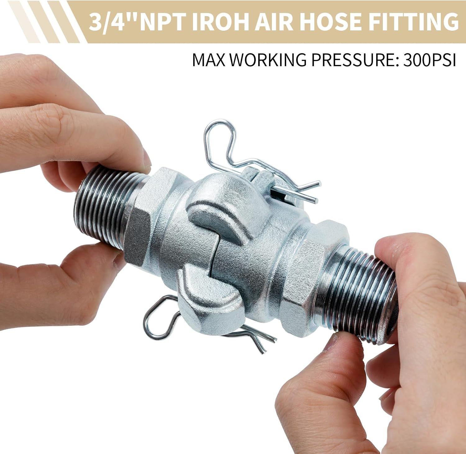 ChillWaves Iron Air Hose Fitting, 3/4" NPT Male 2 Lug Universal Coupling, Chicago Fitting(4-PACK)