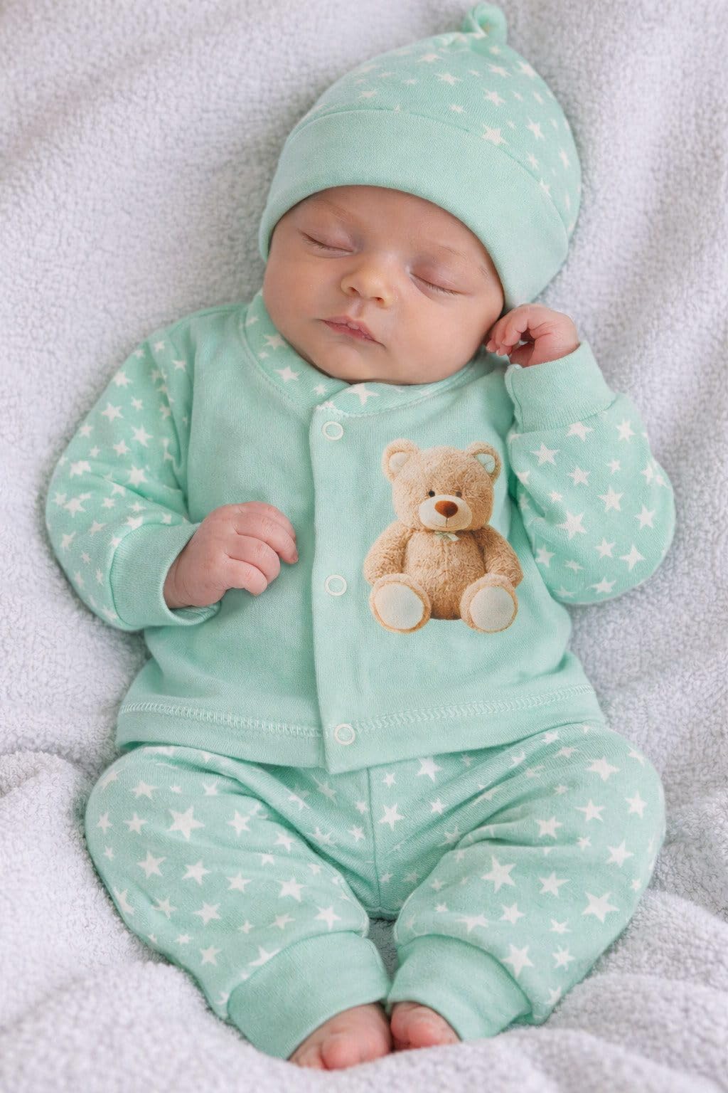 Baby Bekleidungsset 3-teilig Shirt Mitwachshose Mütze Neugeborenen Erstausstattung Unisex – Baumwolle Outfit für Jungen und Mädchen