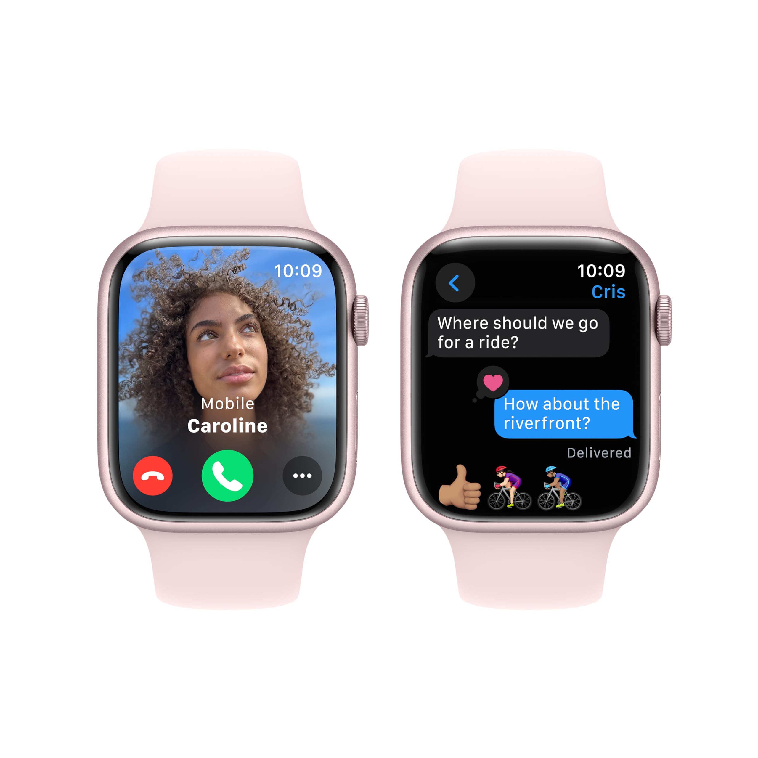 Apple Watch Series 9 [GPS, 45mm] - Pink Aluminum Case with Pink Sport Band, M/L (Renewed)