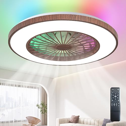 Ventilador de techo de perfil bajo de 20 pulgadas con luz y control remoto, ventilador de techo cerrado, ventilador de techo LED de montaje disponible en Yaxa Peru