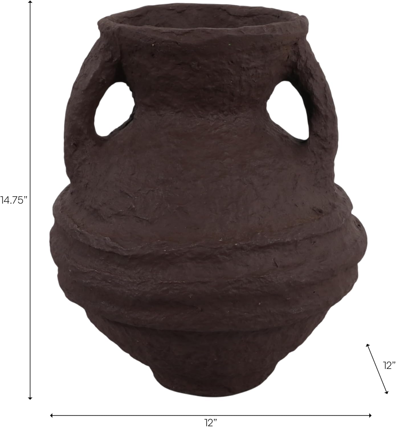 Decorative Sculptural Vase with Handles for Living Room Decor - Perfect Flower Vase for Bedroom Styling, Office Accent, or Home Decor - Minimalist Vase for Tabletop or House Decoration - 15", Brown