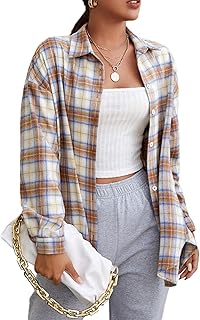 Women's Plaid Shirts Oversized Flannels Shacket Jacket