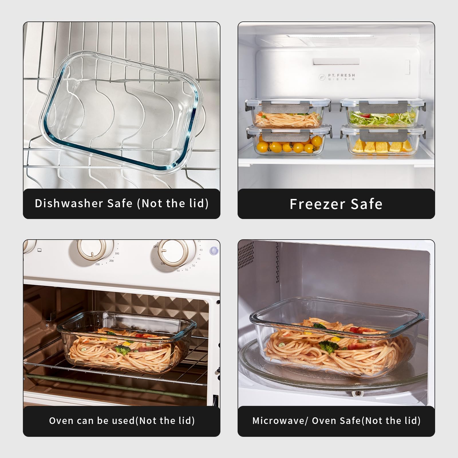 Paquete de 10 recipientes de vidrio para preparación de comidas, recipientes de vidrio para almacenamiento de alimentos con tapas, reutilizables, herméticos, a prueba de fugas, cajas Bento