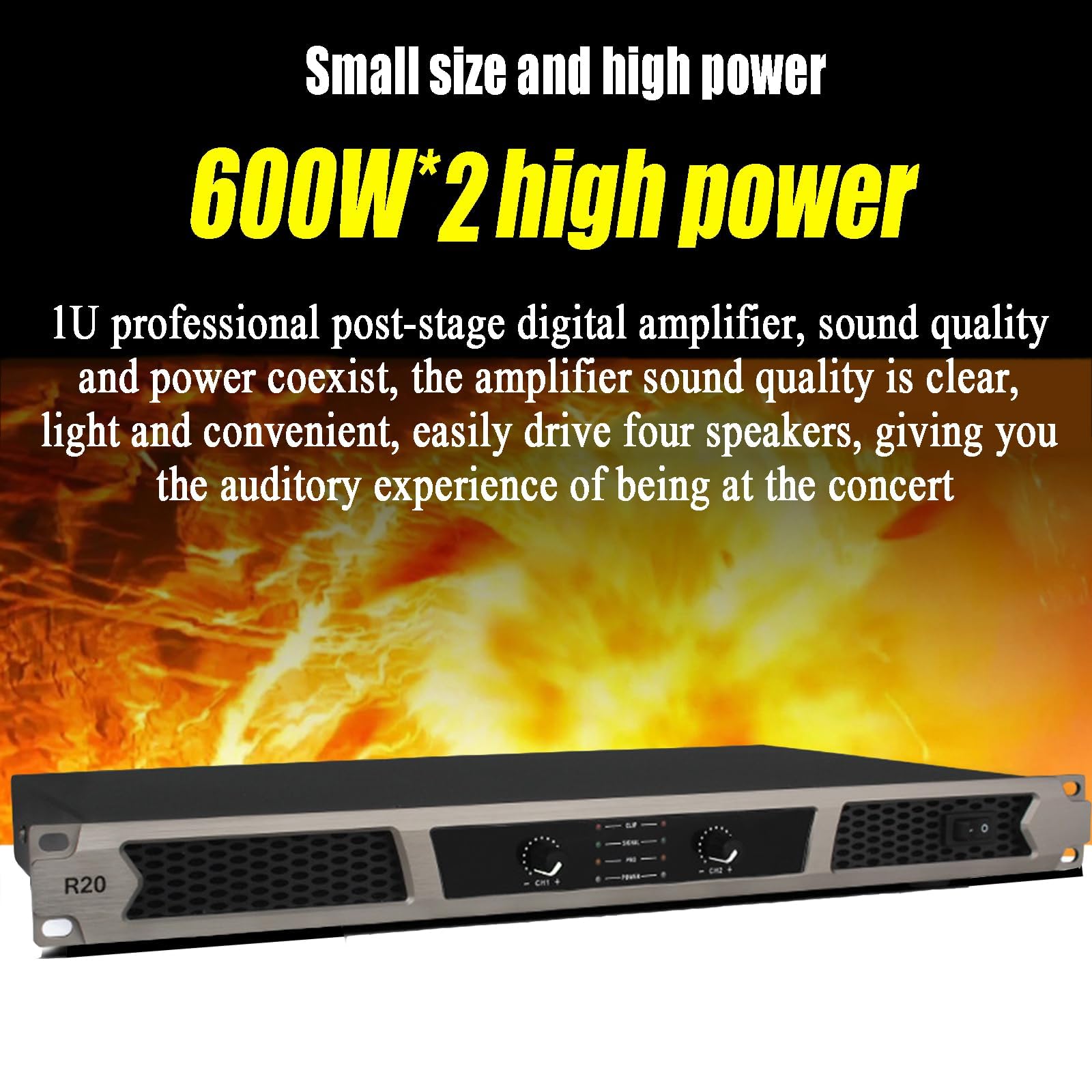 Amplificadores De Potencia Profesionales De 600 W*2/4, Amplificador Digital De Etapa Posterior, con Interfaz XLR, Salida Independiente De Dos/Cuatro Canales, para Uso Doméstico, Karaoke
