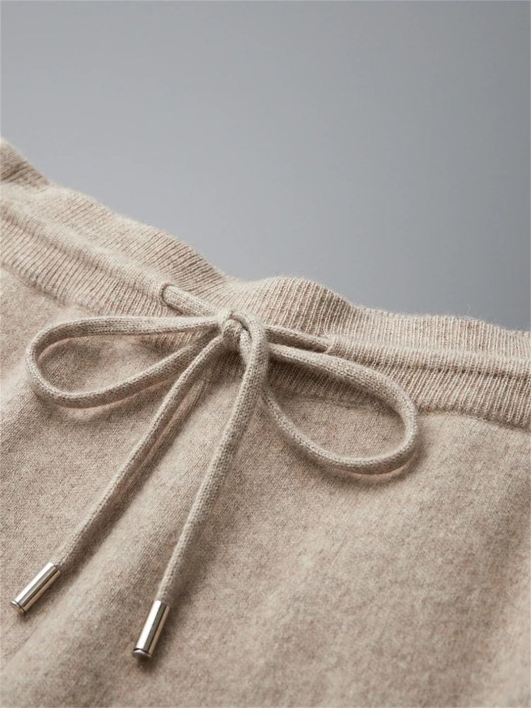 Men's 100% Cashmere Pants Winter Thicked Thermal Soft Knitted Trousers Elasticated Waist Drawstring Sweatpants