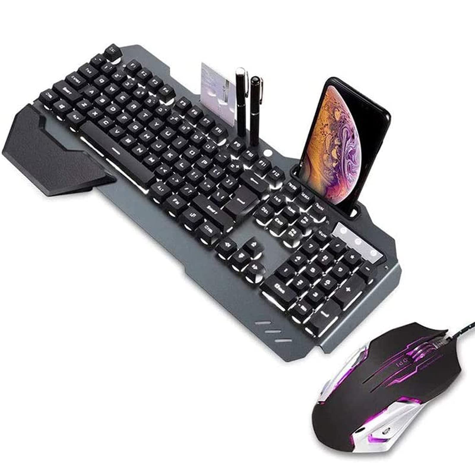 FELiCON Combo De Teclado E Mouse De Jogos, Teclado RGB LED Retroiluminado Com Sensação Mecânica - Foto 2