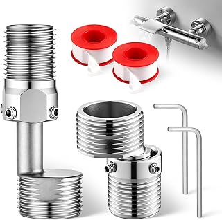 2 Piezas Adaptador Grifo Ducha en Acero Inoxidable 304,Aexcentricas Excentricas Grifo Ducha Ajustable Rotativo a 360° Adaptador de Baño Flexible en Forma S, Griferia Ducha para Baño Cocina y Lavabo