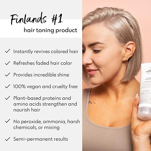 Miniatura 6 de FOUR REASONS Color Mask - Paquete de champú con tratamiento de tonificación plateada y platino, tonifica y mejora el cabello teñido – Tinte para el