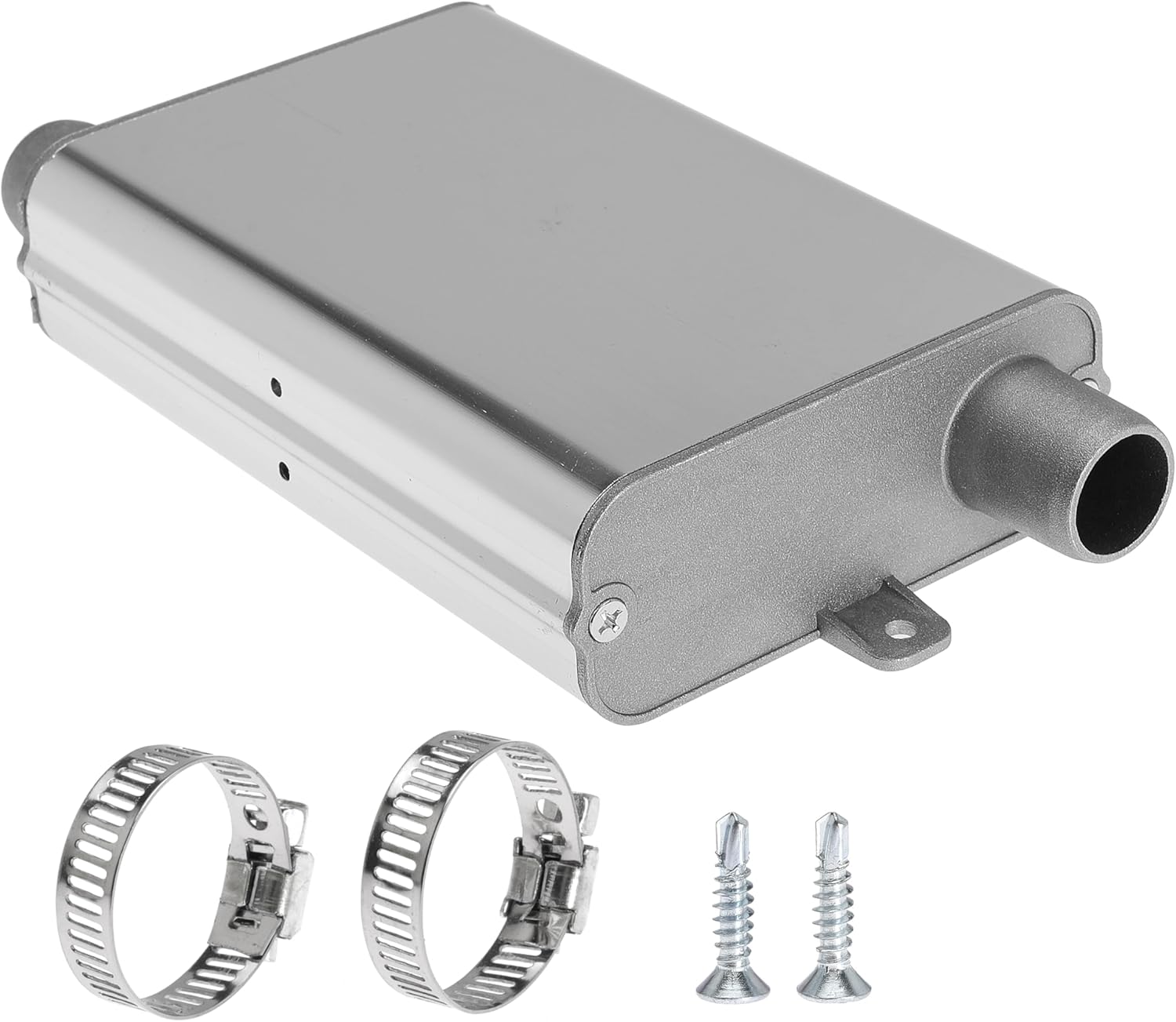 24mm Exhaust Muffler Pipe Upgraded for Chinese for Eberspacher Diesel Heaters Air Compressor with 2 clamps and screws, Silver