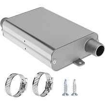 24mm Exhaust Muffler Pipe Upgraded for Chinese for Eberspacher Diesel Heaters Air Compressor with 2 clamps and screws, Silver