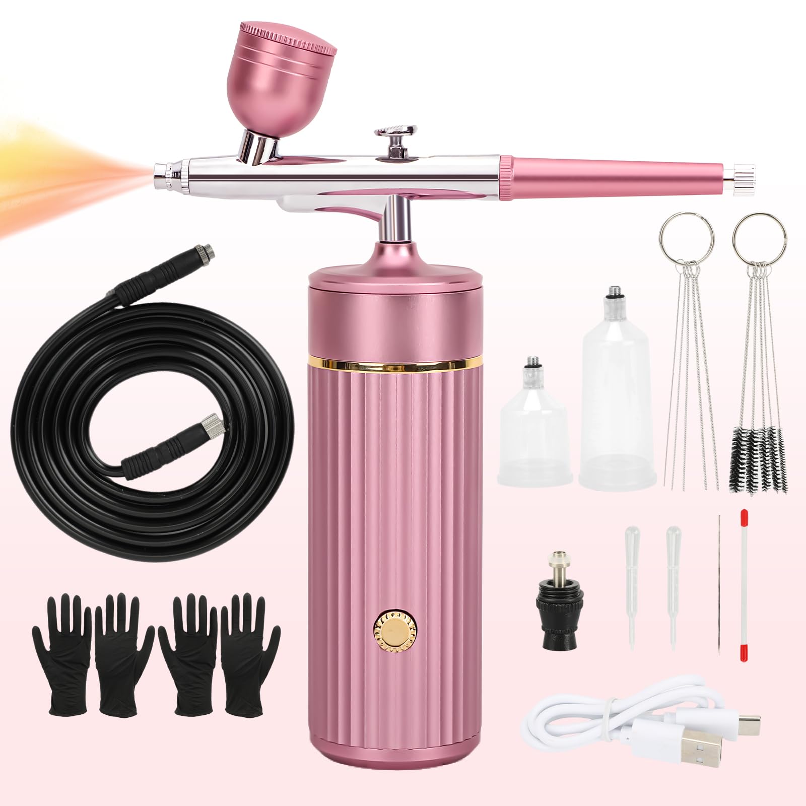 Kit Aérographe Avec Compresseur Intégré Rechargeable Pour Nail Arts Et Decoration